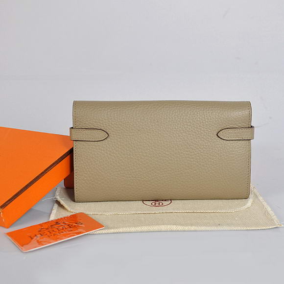 High Quality Hermes Kelly Wallet Togo Leather Bi-Fold Purse A708 Dark Grey Fake